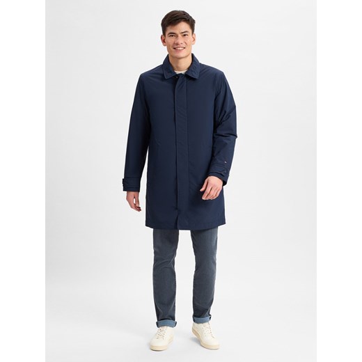 Tommy Hilfiger Płaszcz - Desert Sky Mężczyźni granatowy jednolity ze sklepu vangraaf w kategorii Płaszcze męskie - zdjęcie 177790200