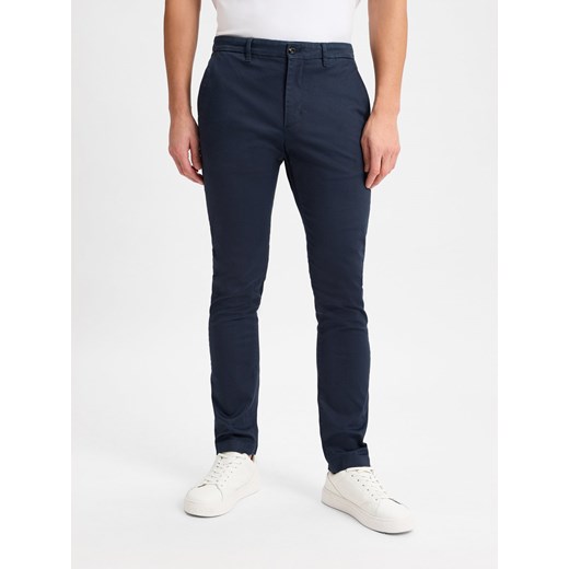 Tommy Hilfiger Chino - Bleecker Mężczyźni Bawełna granatowy jednolity ze sklepu vangraaf w kategorii Spodnie męskie - zdjęcie 177790204