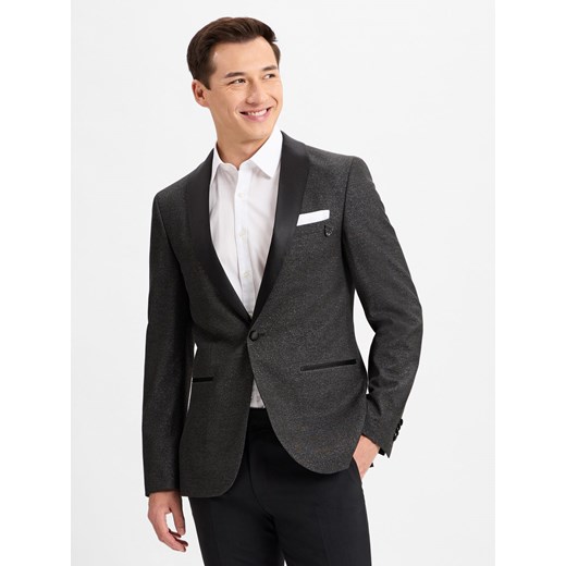Finshley & Harding London Kurtka męska Mężczyźni Slim Fit Sztuczne włókno czarny jednolity - id: 732435-0001-00460 - marki Finshley & Harding London - 177790324 Finshley & Harding London Kurtka męska Mężczyźni Slim Fit Sztuczne włókno czarny jednolity ze sklepu vangraaf w kategorii Marynarki męskie - zdjęcie 177790324