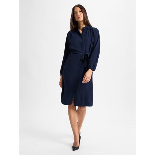 BOSS Orange Damska sukienka na co dzień - C_Deborah Kobiety Sztuczne włókno granatowy jednolity ze sklepu vangraaf w kategorii Sukienki - zdjęcie 177790460