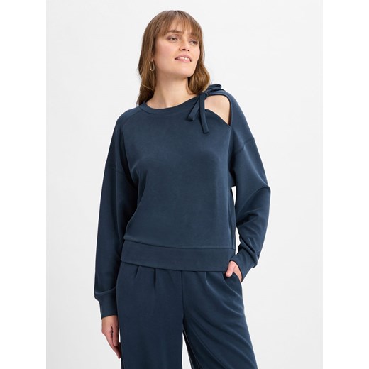BOSS Orange Bluza damska - C_Eslita Kobiety Sztuczne włókno granatowy jednolity ze sklepu vangraaf w kategorii Bluzy damskie - zdjęcie 177790464
