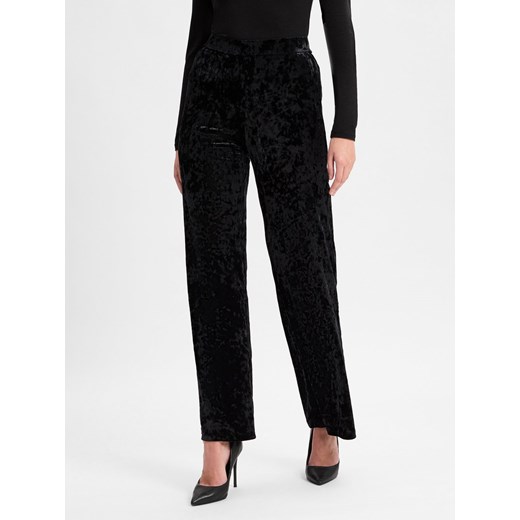 EDITED Damskie spodnie materiałowe - Corin Kobiety Sztuczne włókno czarny jednolity ze sklepu vangraaf w kategorii Spodnie damskie - zdjęcie 177790502