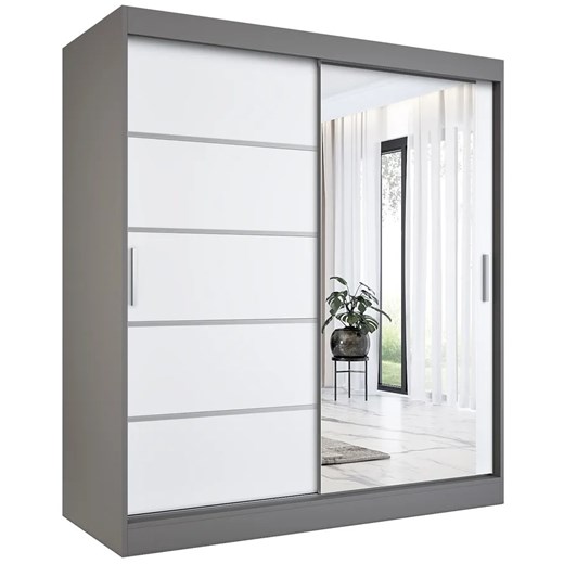 Szafa 180x200 przesuwna antracyt + biały - Lorenza 5X Elior One Size Edinos.pl