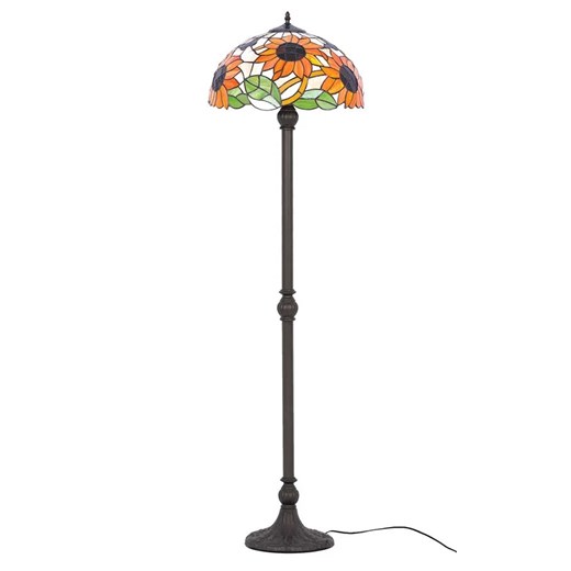 Witrażowa lampa stojąca z kloszem w słoneczniki - A662-Ahra Lumes One Size Edinos.pl