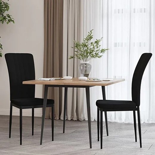 Minimalistyczne czarne krzesła welurowe 2 sztuki - Lobefo Elior One Size promocja Edinos.pl