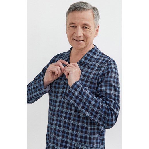 Bawełniana piżama męska rozpinana Antoni III 403 12, Kolor granatowy-wzór, Rozmiar 2XL, MARTEL ze sklepu Intymna w kategorii Piżamy męskie - zdjęcie 177795693