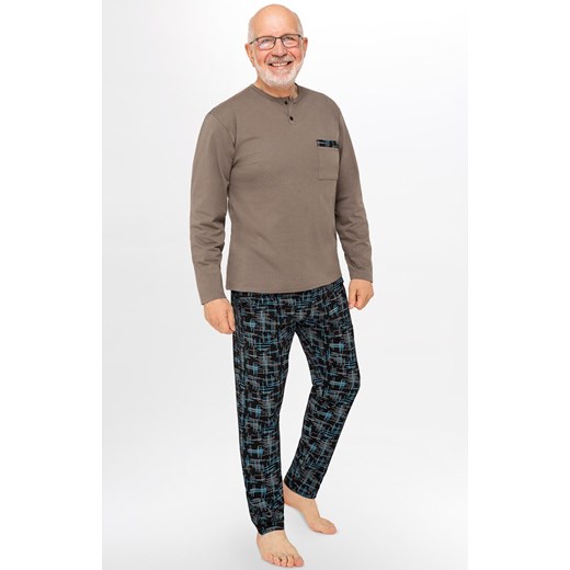Bawełniana piżama męska Marcel III 412 02, Kolor brązowy-wzór, Rozmiar XL, MARTEL ze sklepu Intymna w kategorii Piżamy męskie - zdjęcie 177795722
