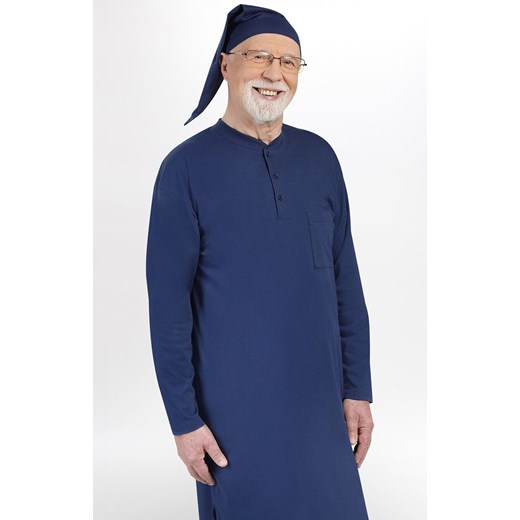 Bawełniana koszula nocna męska i szlafmyca Mikołaj III 500 05, Kolor granatowy, Rozmiar 4XL, MARTEL ze sklepu Intymna w kategorii Piżamy męskie - zdjęcie 177795734