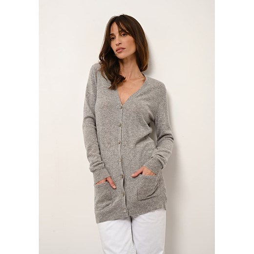 Just Cashmere Kaszmirowy kardigan w kolorze szarym ze sklepu Limango Polska w kategorii Swetry damskie - zdjęcie 177797031