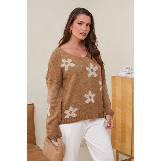 Curvy Lady Sweter w kolorze jasnobrązowym Curvy Lady 44/46 Limango Polska wyprzedaż