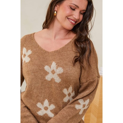 Curvy Lady Sweter w kolorze jasnobrązowym Curvy Lady 40/42 okazja Limango Polska