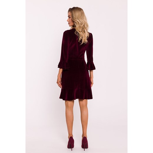 made of emotion Aksamitna sukienka w kolorze ciemnoczerwonym M okazja Limango Polska