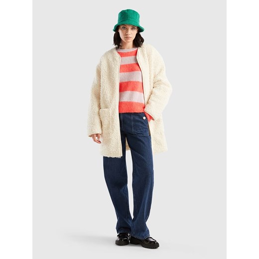Benetton Płaszcz zimowy w kolorze kremowym L promocyjna cena Limango Polska