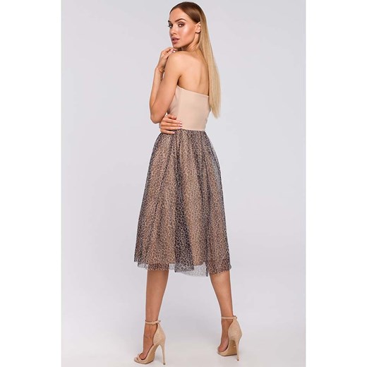 made of emotion Sukienka w kolorze beżowo-brązowym L Limango Polska okazja