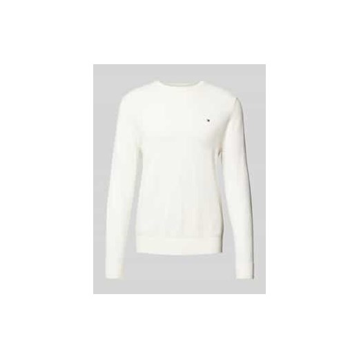 Sweter z dzianiny z wyhaftowanym logo model ‘PIMA’ ze sklepu Peek&Cloppenburg  w kategorii Swetry męskie - zdjęcie 177806751