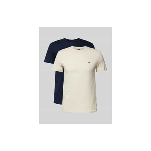 T-shirt o kroju slim fit z wyhaftowanym logo w zestawie 2 szt. ze sklepu Peek&Cloppenburg  w kategorii Podkoszulki męskie - zdjęcie 177806871