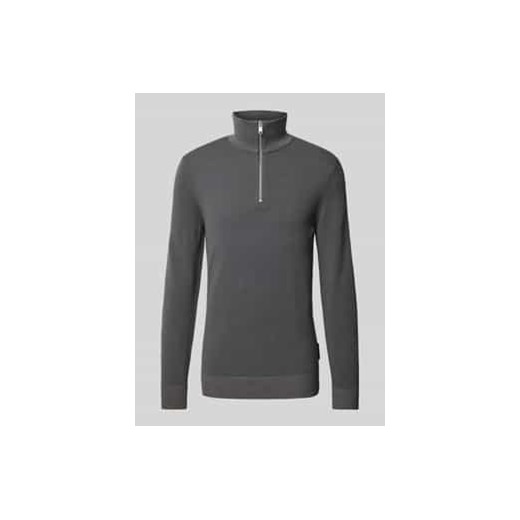 Bluza o kroju regular fit z kołnierzem i fakturą Ottoman ze sklepu Peek&Cloppenburg  w kategorii Swetry męskie - zdjęcie 177807773