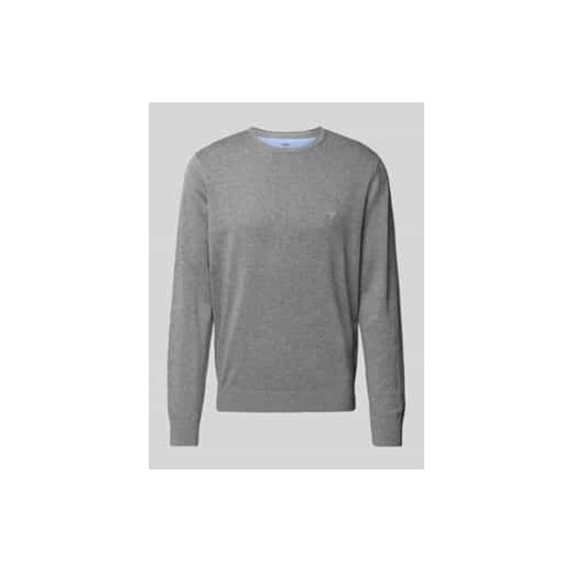Sweter z dzianiny z wyhaftowanym logo model ‘Superfine’ ze sklepu Peek&Cloppenburg  w kategorii Swetry męskie - zdjęcie 177808111