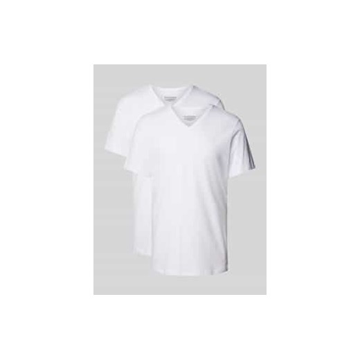T-shirt z prążkowanym dekoltem w serek ze sklepu Peek&Cloppenburg  w kategorii Podkoszulki męskie - zdjęcie 177808902