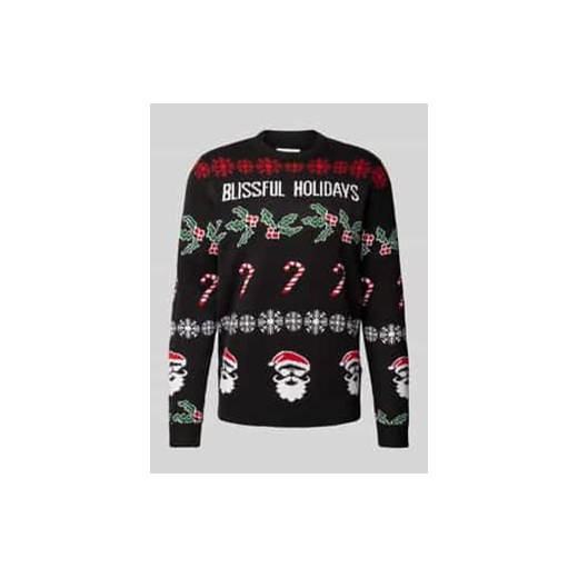 Sweter świąteczny z wyhaftowanym motywem i napisem model ‘XMAS’ ze sklepu Peek&Cloppenburg  w kategorii Swetry męskie - zdjęcie 177814672