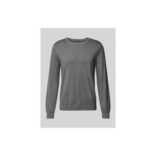 Sweter z dzianiny o kroju slim fit z żywej wełny z okrągłym dekoltem ze sklepu Peek&Cloppenburg  w kategorii Swetry męskie - zdjęcie 177815114