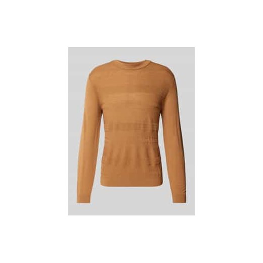Sweter z wełny z fakturowanym wzorem model ‘TRAY’ ze sklepu Peek&Cloppenburg  w kategorii Swetry męskie - zdjęcie 177815481