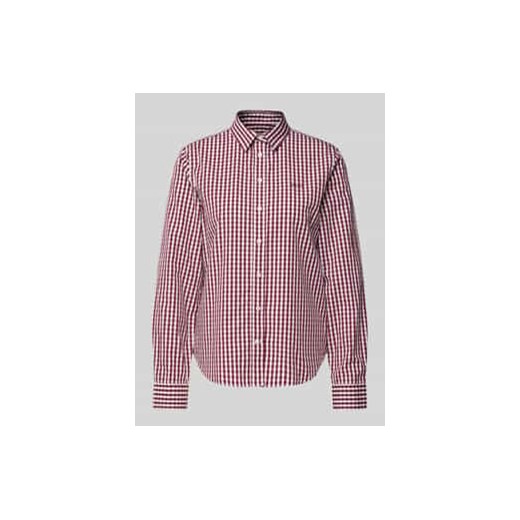 Bluzka koszulowa o kroju regular fit z wyhaftowanym logo model ‘OPLIN GINGHAM’ ze sklepu Peek&Cloppenburg  w kategorii Koszule damskie - zdjęcie 177816501