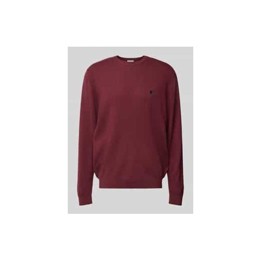 Sweter z dzianiny z wyhaftowanym logo model ‘MADISON’ ze sklepu Peek&Cloppenburg  w kategorii Swetry męskie - zdjęcie 177817074