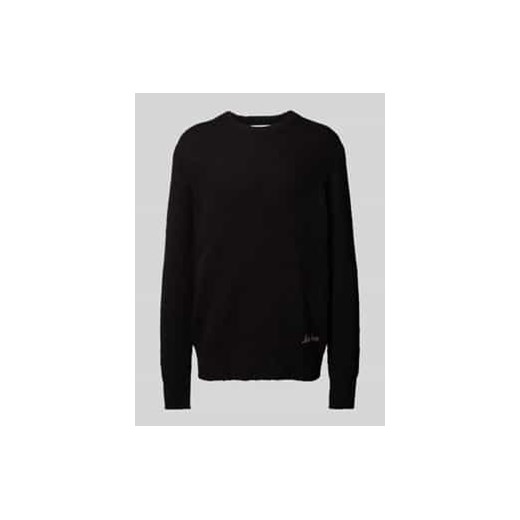 Sweter z dzianiny z wyhaftowanym logo model ‘Errol’ ze sklepu Peek&Cloppenburg  w kategorii Swetry męskie - zdjęcie 177817461