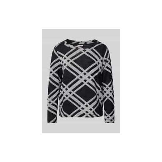 Sweter z dzianiny z prążkowanym,okrągłym dekoltem ze sklepu Peek&Cloppenburg  w kategorii Swetry damskie - zdjęcie 177817762