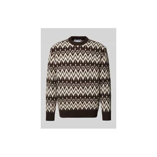 Sweter z dzianiny z prążkowanymi wykończeniami model ‘PINE’ ze sklepu Peek&Cloppenburg  w kategorii Swetry męskie - zdjęcie 177818943