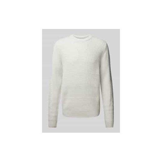 Sweter z dzianiny z fakturowanym wzorem model ‘HUGO’ ze sklepu Peek&Cloppenburg  w kategorii Swetry męskie - zdjęcie 177819513