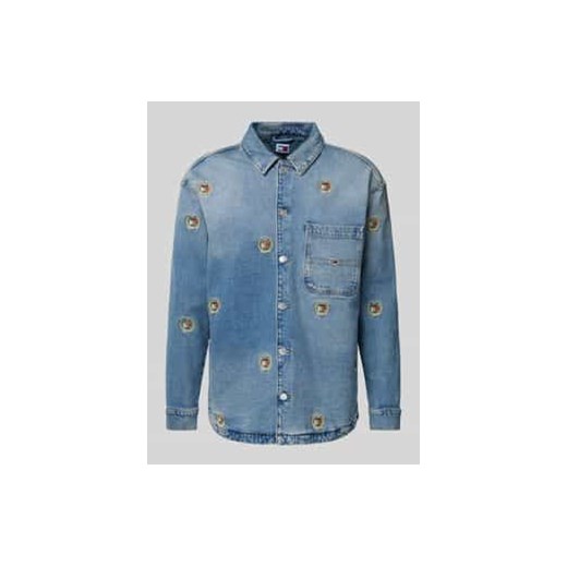 Koszula jeansowa o kroju regular fit z kieszenią na piersi ze sklepu Peek&Cloppenburg  w kategorii Koszule męskie - zdjęcie 177820510