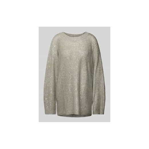Sweter z dzianiny o kroju regular fit z cekinowym obszyciem model ‘LEILANI’ ze sklepu Peek&Cloppenburg  w kategorii Swetry damskie - zdjęcie 177821973