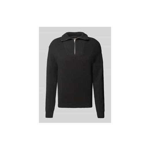 Sweter z dzianiny z prążkowanymi wykończeniami model ‘RIVER’ ze sklepu Peek&Cloppenburg  w kategorii Swetry męskie - zdjęcie 177822253