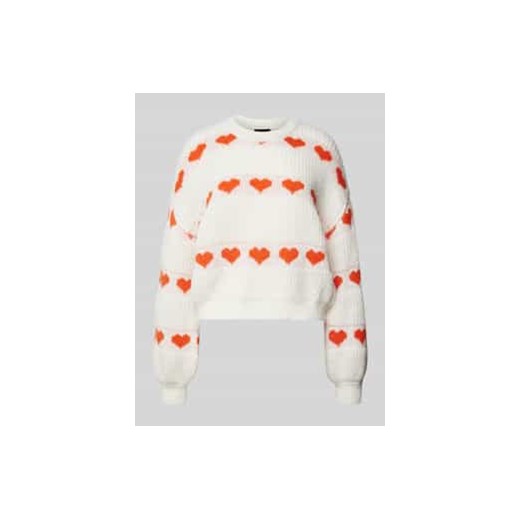 Sweter z dzianiny o kroju regular fit z wzorem dzianinowym w kształcie serca model ‘NOVE’ ze sklepu Peek&Cloppenburg  w kategorii Swetry damskie - zdjęcie 177822254