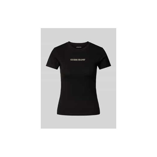 T-shirt o kroju slim fit z nadrukiem z logo ze sklepu Peek&Cloppenburg  w kategorii Bluzki damskie - zdjęcie 177822494