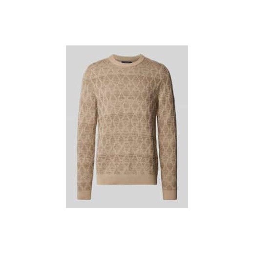 Sweter z dzianiny z prążkowanymi wykończeniami model ‘EDDIE’ ze sklepu Peek&Cloppenburg  w kategorii Swetry męskie - zdjęcie 177822692