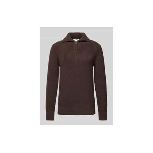 Sweter z dzianiny z prążkowanymi wykończeniami model ‘LAND’ ze sklepu Peek&Cloppenburg  w kategorii Swetry męskie - zdjęcie 177823614