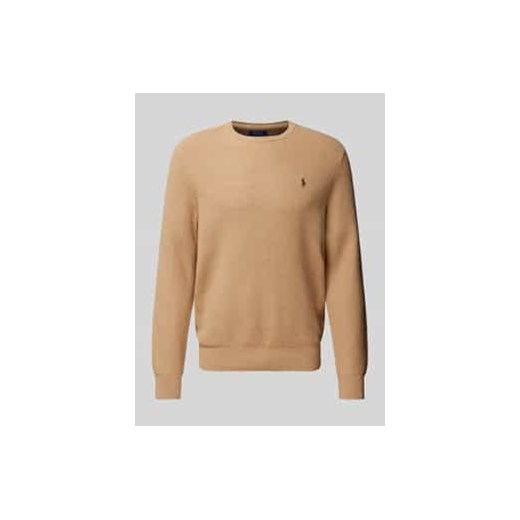 Sweter z dzianiny z wyhaftowanym logo ze sklepu Peek&Cloppenburg  w kategorii Swetry męskie - zdjęcie 177824494