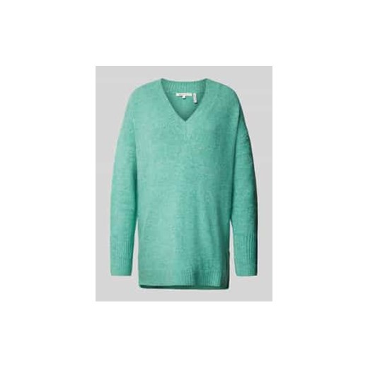 Sweter z dzianiny o luźnym kroju z bawełny z dekoltem w serek ze sklepu Peek&Cloppenburg  w kategorii Swetry damskie - zdjęcie 177825011