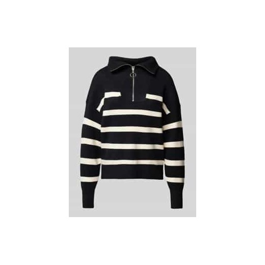 Sweter z dzianiny o kroju regular fit z zapinanym kołnierzem model ‘SABA’ ze sklepu Peek&Cloppenburg  w kategorii Swetry damskie - zdjęcie 177825013