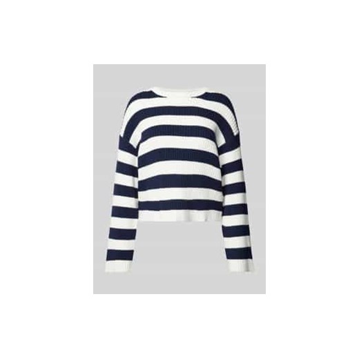 Sweter z dzianiny z prążkowanym,okrągłym dekoltem ze sklepu Peek&Cloppenburg  w kategorii Swetry damskie - zdjęcie 177825514