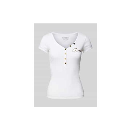 T-shirt z nadrukiem z logo model ‘HENLEY’ ze sklepu Peek&Cloppenburg  w kategorii Bluzki damskie - zdjęcie 177825832
