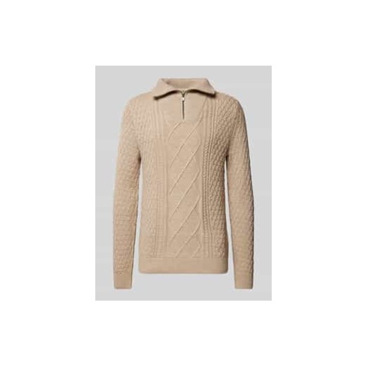 Sweter z dzianiny z krótkim zamkiem błyskawicznym model ‘BLUNORTH’ ze sklepu Peek&Cloppenburg  w kategorii Swetry męskie - zdjęcie 177826920