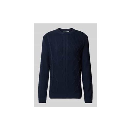 Sweter z dzianiny o kroju regular fit ze ściegiem warkoczowym i prążkowanymi wykończeniami ze sklepu Peek&Cloppenburg  w kategorii Swetry męskie - zdjęcie 177827504