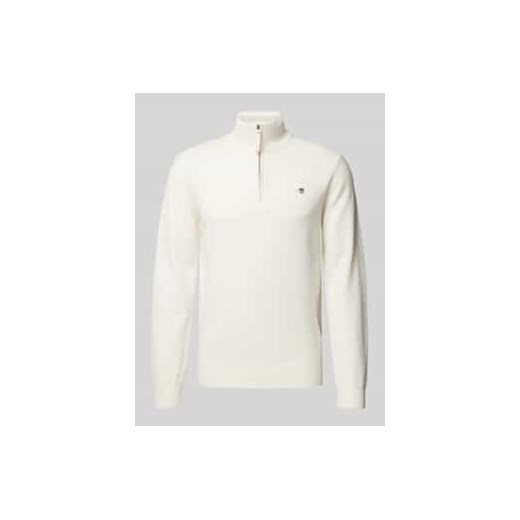 Sweter z dzianiny z wyhaftowanym logo model ‘SUPERFINE’ ze sklepu Peek&Cloppenburg  w kategorii Swetry męskie - zdjęcie 177827852