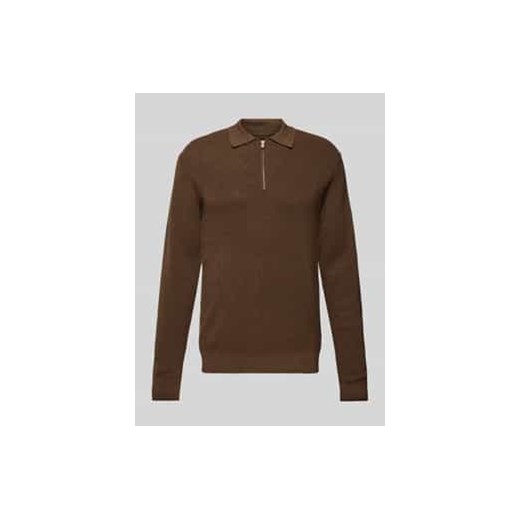 Sweter z dzianiny z kołnierzykiem polo ze sklepu Peek&Cloppenburg  w kategorii Swetry męskie - zdjęcie 177828931
