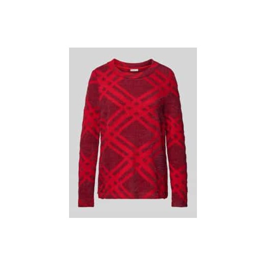 Sweter z dzianiny z prążkowanym,okrągłym dekoltem ze sklepu Peek&Cloppenburg  w kategorii Swetry damskie - zdjęcie 177830873