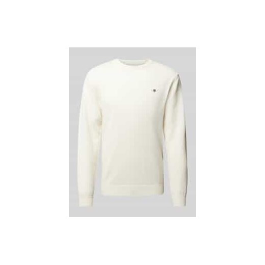 Sweter z dzianiny z wełny z okrągłym dekoltem ze sklepu Peek&Cloppenburg  w kategorii Swetry męskie - zdjęcie 177830994